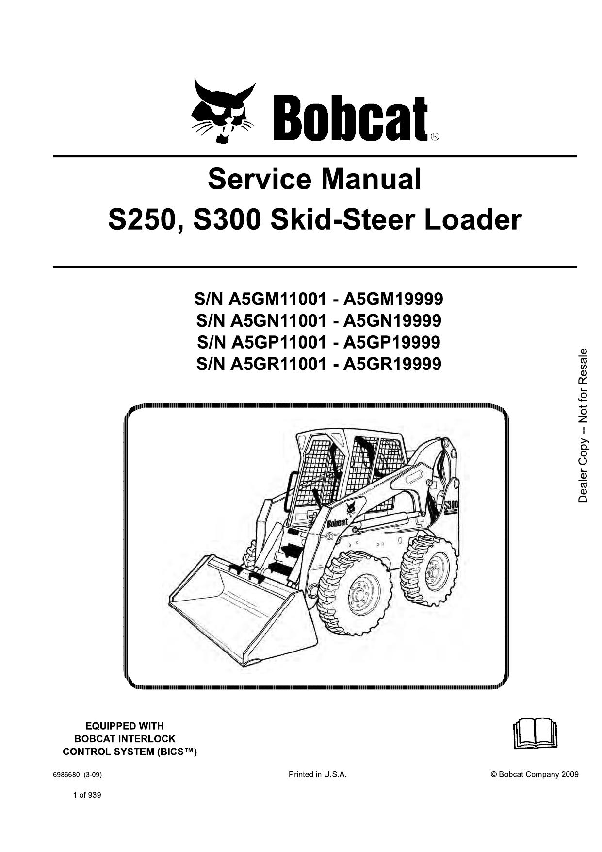 S250 S300 Skid-Steer Loader Service Manual Bobcat 4